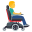 man in motorized wheelchair facing right