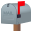 closed mailbox with raised flag