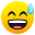 grinning face with sweat