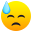 downcast face with sweat