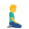 man kneeling facing right